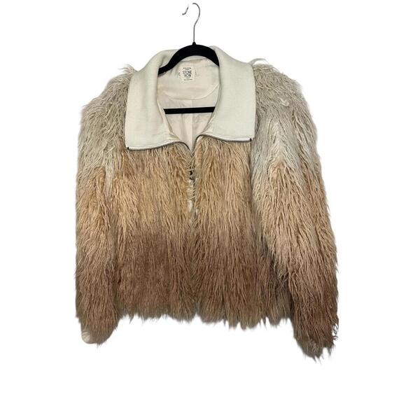 VOLCOM Stone Row Furrankie Shag Faux Fur Pink Ombre Jacket Sz L Western Festival - Picture 3 of 6